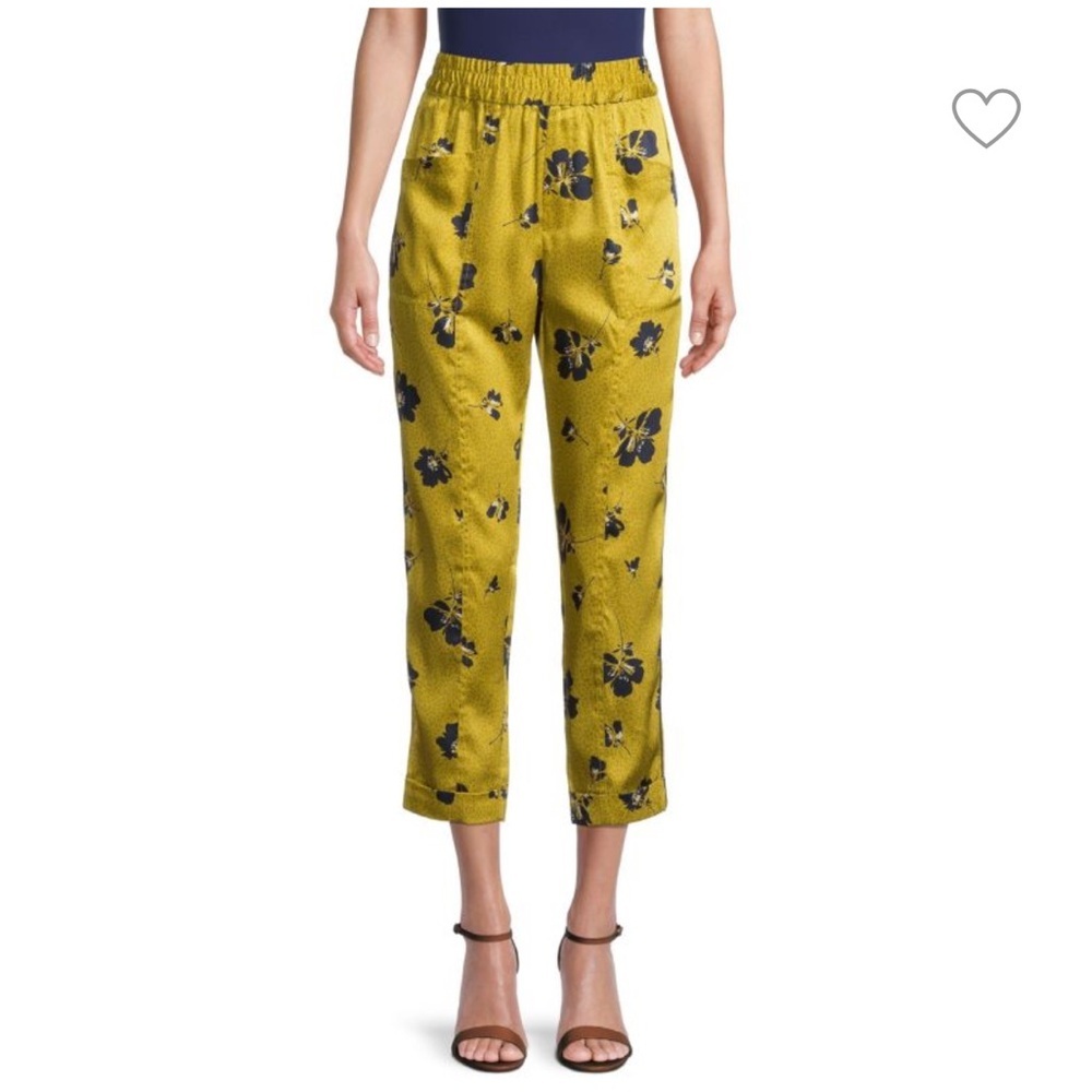 REBECCA MINKOFF June Floral Cropped Pull-On Pants Medium
